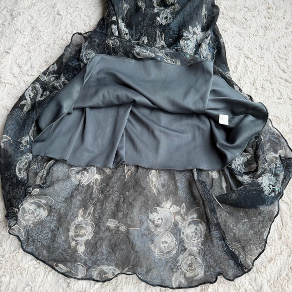 Vintage Y2K fairy Floral print beaded sequin slip‎ dress midi Jonathan Martin M - Picture 11 of 14